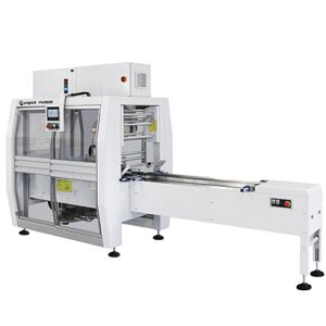 Flow pack with rotary sealing & upper film reel